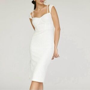 Anthropologie White Midi Square-Neck Dress